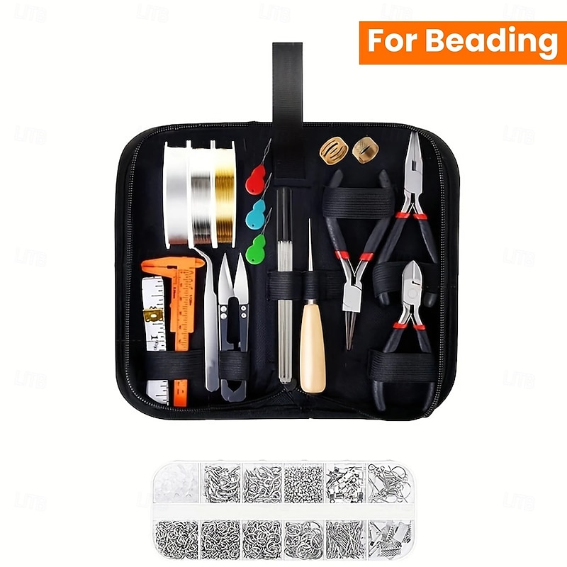 Jewelry Making Kit with Pliers, Beading Wire, Tweezers, Scissors and Findings, DIY Jewelry Tools Set for Beading, Wire Wrapping, Necklace and Bracelet Repair2