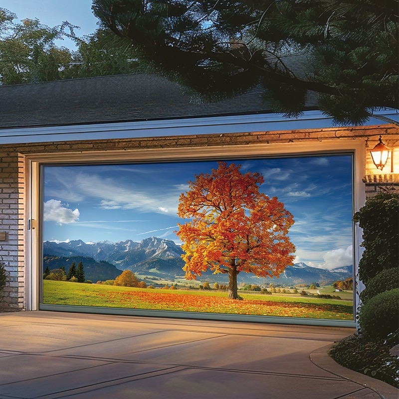 Garage Door Cover Large Hanging Backdrop Landscape Mountain Forest Rustic Cottagecore 3D Party Outdoor Shooting Backgrounds Front Door Home Decor