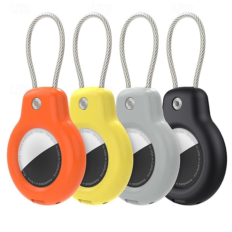 4 Packs For Apple Airtag Safety Lock Protector Case Secure Holder with Lanyard Keychain Anti Lost Protective Cover For Apple Airtag4