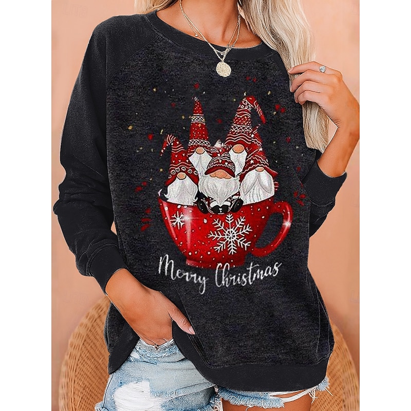 Christmas Women's Pullover Sweatshirt Graphic Tree Fashion Casual Long Sleeve Crew Neck Regular Tops Street Dailywear Holiday Print Black Red Fall Winter2