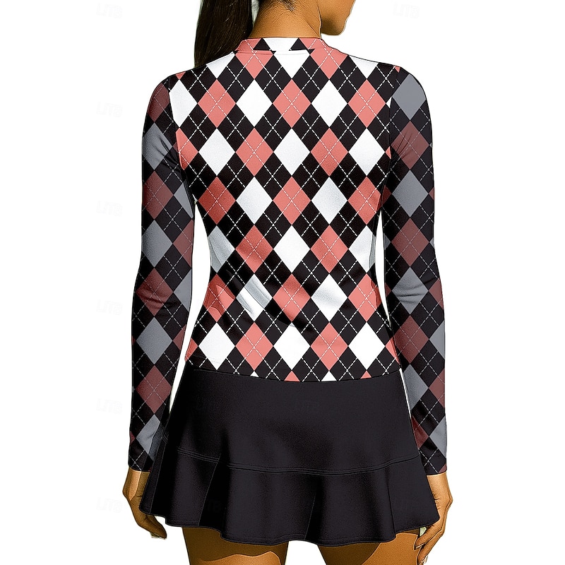 Women's Geometric Sport Shirt Tennis Shirt Tennis Top Long Sleeve Zipper Floral UPF50+ UV Resistant High Elasticity Moisture Wicking Breathable Volleyball Tennis Golf High Neck Stand Collar Jacket2