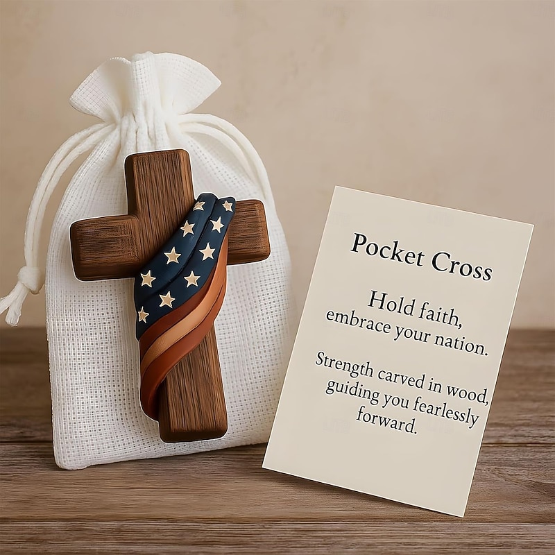 Wooden Prayer Hands Cross with Inspirational Message Cards A Silent Embrace of Faith Wooden Crosses Desktop Ornaments Suitable for Prayer Meetings, Baptismal Ceremonies, and Confirmation Celebrations4