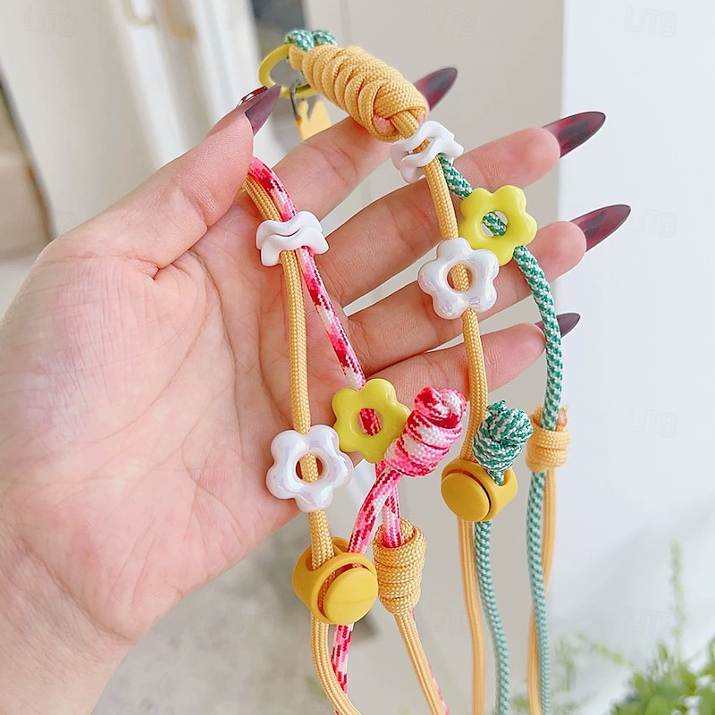 Phone Case For Lanyards Universal with Lanyard Geometric Pattern Flower Floral Polyester3