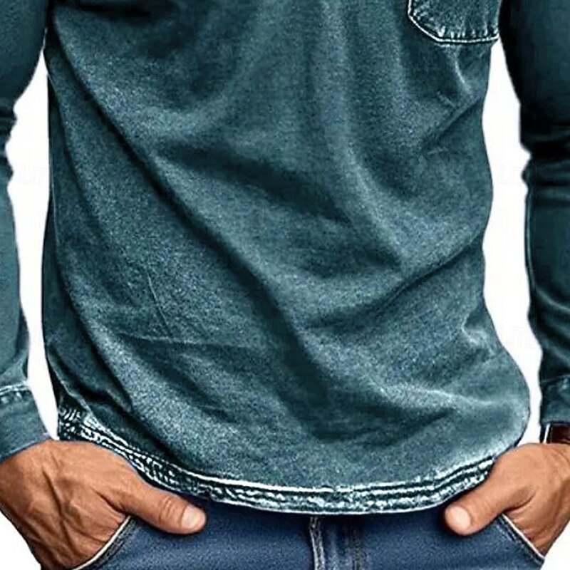 Men's Henley Shirt Tee Tee Top Long Sleeve Shirt Long Sleeve Henley Fall Winter Retro Fashion Designer Nostalgic Fashion Vintage Vacation Street Going out Black Pink Navy Blue Top Tee for Men3