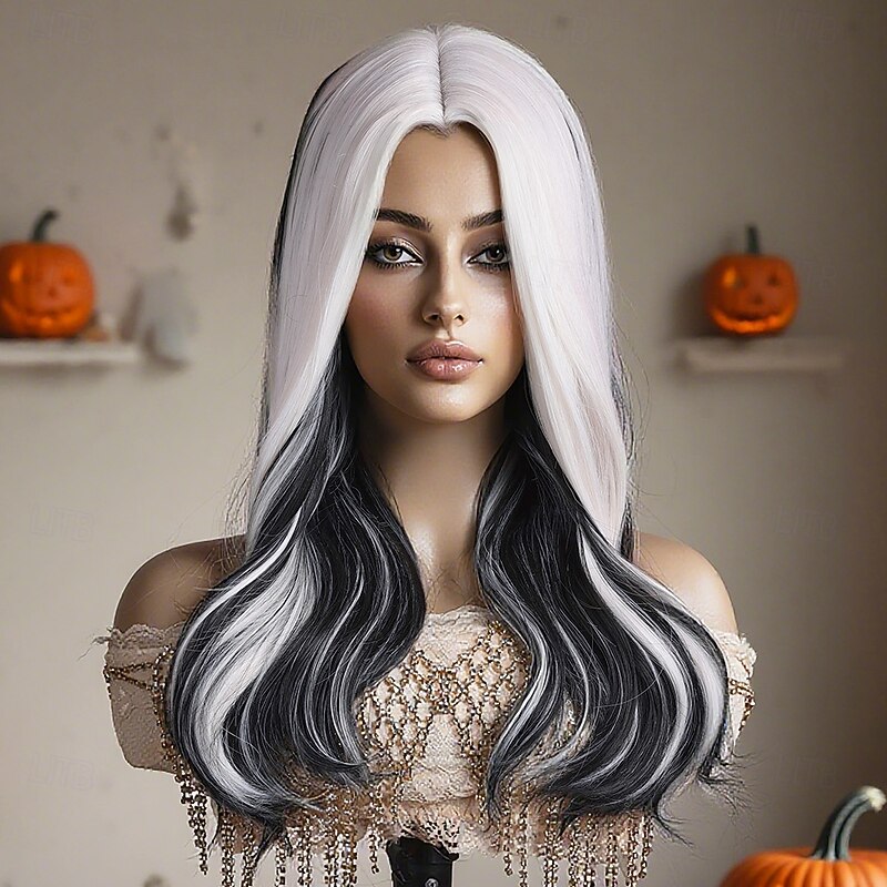 Synthetic Wig Body Wave Wavy Middle Part Layered Haircut Wig 20 inch Black / Gold Synthetic Hair 20 inch Women's Soft Comfy Multi-color2