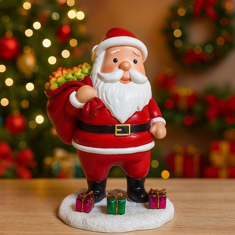 1 Pc 17CM/6.69Inch outdoor solar waterproof Christmas Santa Claus duvet bag LED luminous succulent decorative light holiday party indoor and outdoor desktop decoration light warm light4