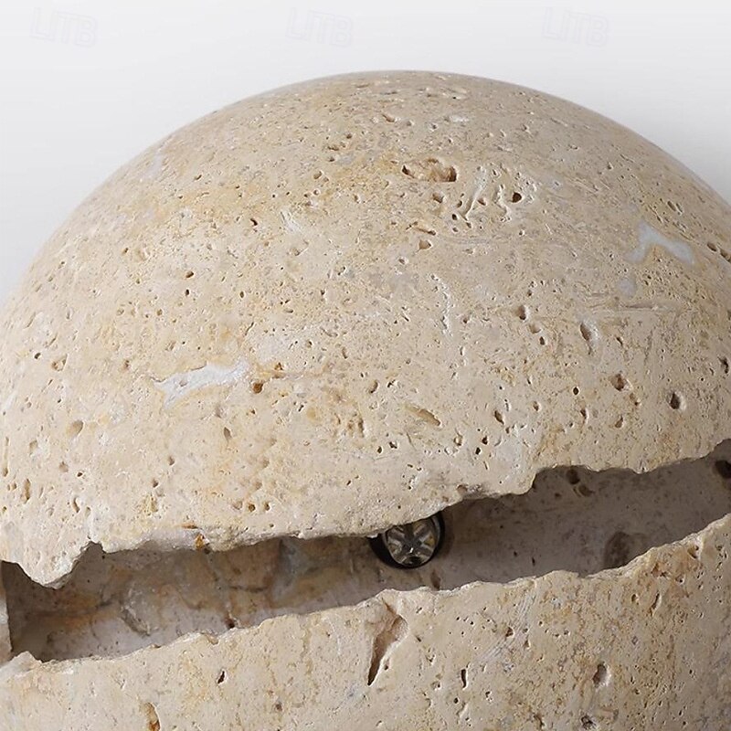 Wall Lights Indoor Modern Yellow Travertine Wall Lamps Art Globe Stone Wall Sconces for Bed Room Living Room G4 Wall Mounted Light3