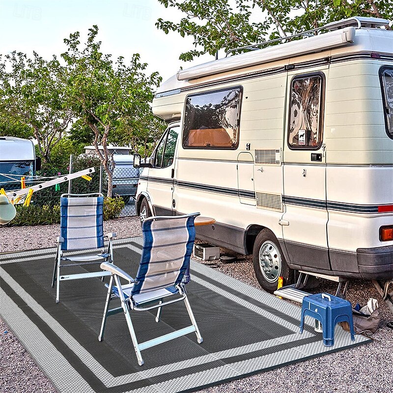 Outdoor Mat  Modern Pattern Outdoor Mat, Durable Plastic Mat for Decks, Camp Sites, Pool Decks & RV