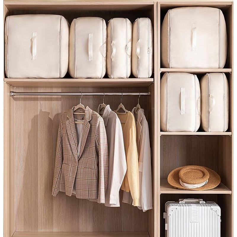 TAILI Dustproof and Moisture-proof Compression Storage Bag, Ultra Space Saving Self Compression Organizer, Comforter Storage Bag, Folding Organizer bag for Bedding/Quilt3