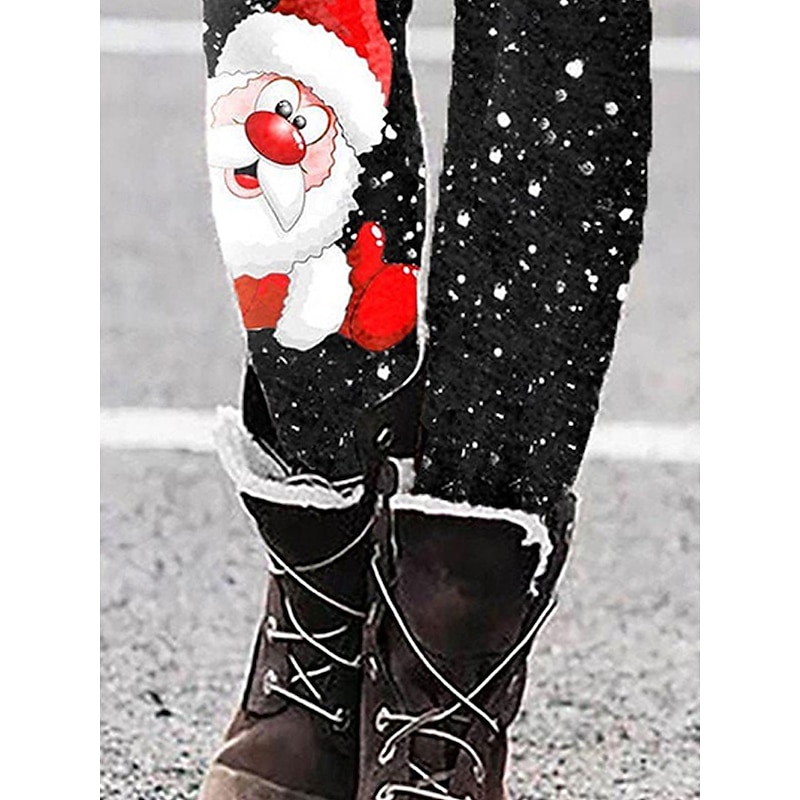 Women's Leggings Vacation Vintage Fashion Full Length High WaistPantsUgly Christmas Graphic Christmas Printing Thermal Warm Soft Breathable Stretchy Formal Outdoor Vacation Black Summer Spring Fall3