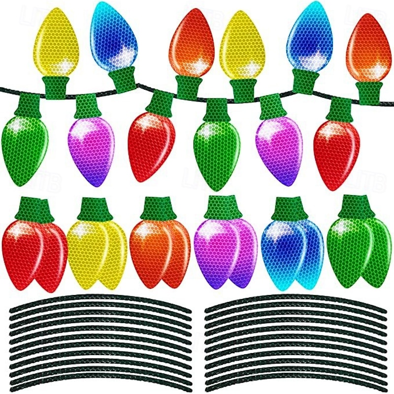 Christmas Reflective Car Magnets Decorations, Refrigerator Colorful Bulb Light Magnets with Magnetic Wires Decals for Xmas Holiday Birthday Cars Mailbox Window Garage2
