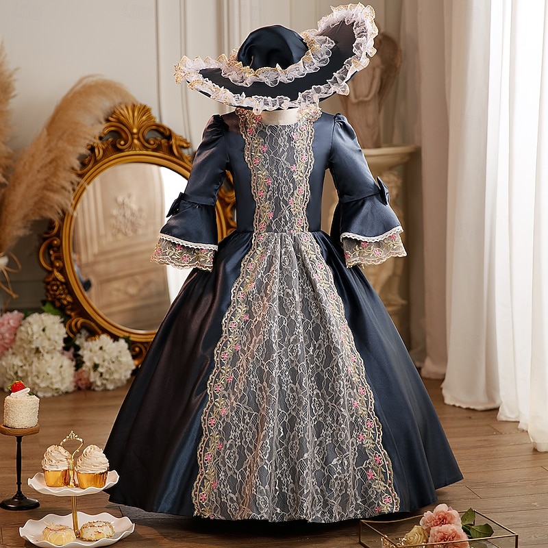 Rococo Victorian Steampunk Maxi Party Costume Accessories Bell Sleeve Princess Bow Retro Ball Gown Point Fancy Dress Girls' Royal Christmas Halloween Carnival Masquerade Wedding Party Kid's Child's