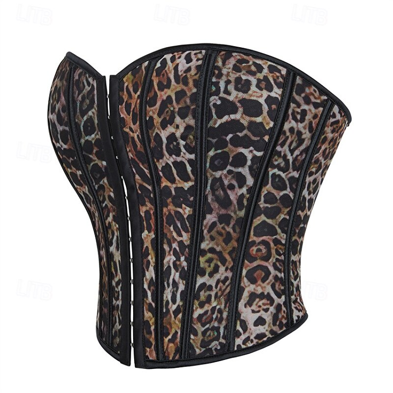 Women's Corset Shapewear Waist Cincher Shapewear Sexy Corset Fashion Sexy Leopard Pure Color Buttons Backless Vacation Street Date Sleeveless Corset Black White Brown Spring Fall Tailored Fit2