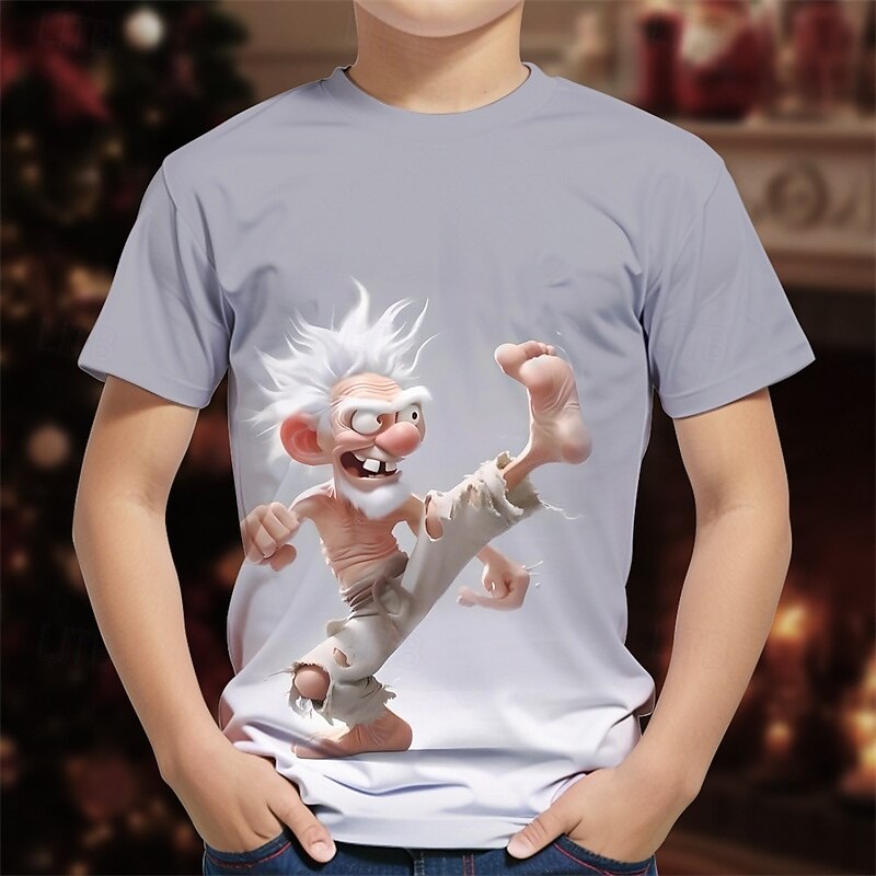 Christmas Boys' 3D Graphic Cartoon T shirt Tee Short Sleeve Summer Spring Fashion Basic Kids 4-12 Years Crew Neck Outdoor Casual Daily Regular Fit2