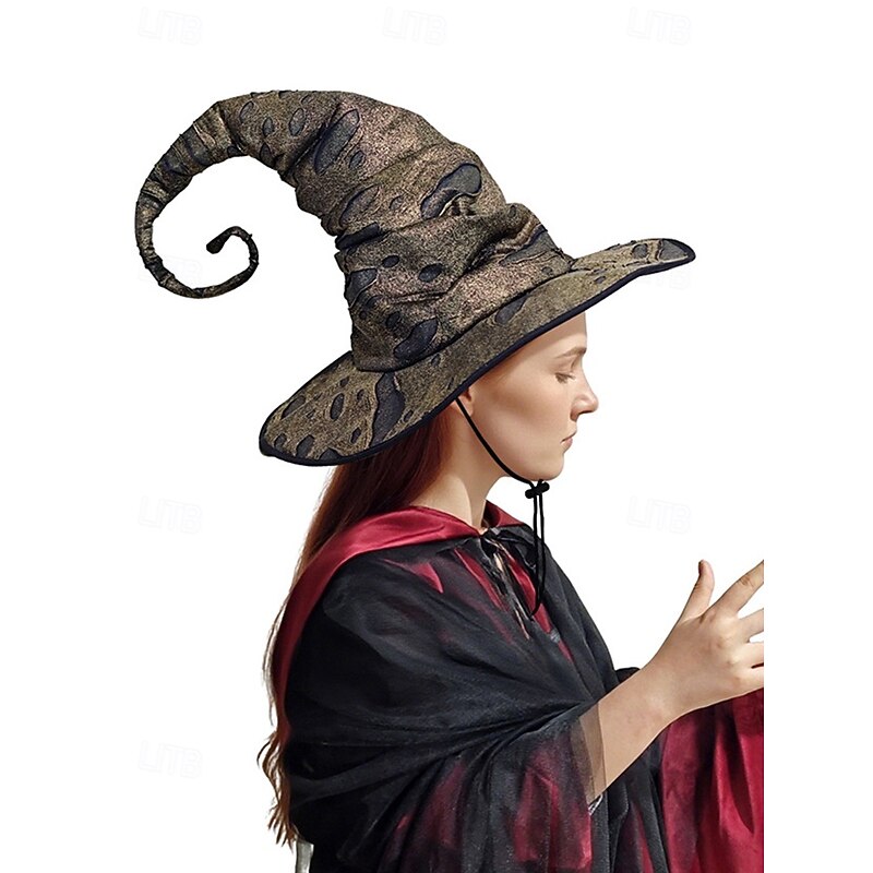 Women's Halloween Witch Hat – Vintage Pointed Wizard Cap with Distressed Design for Costume Parties, Cosplay and Themed Events4
