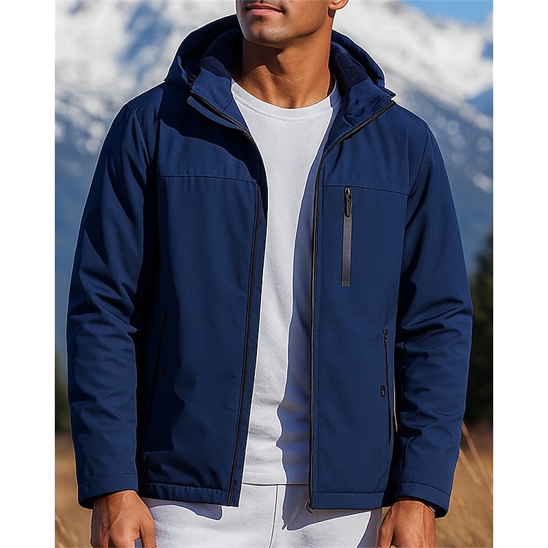 Men's Outdoor Jacket Hiking Jacket Outdoor Fleece Lining Windproof Quick Dry Warm Hiking Outfits Hiking Clothes Winter Autumn / Fall Jacket Hunting Climbing Camping / Hiking / Caving Solid Color4
