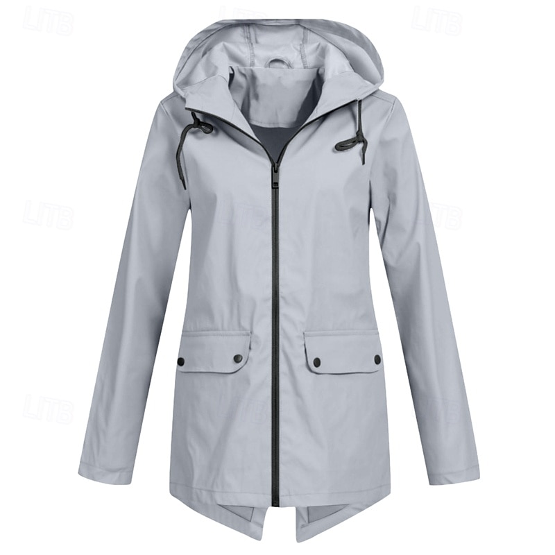 Women's Winter Coat Hoodie Jacket Warm Comfortable Zipper Pocket Casual Plain Outdoor Vacation Daily Wear Going out Regular Hooded Regular Fit Long Sleeve Outerwear Navy Wine Blue Fall Winter2