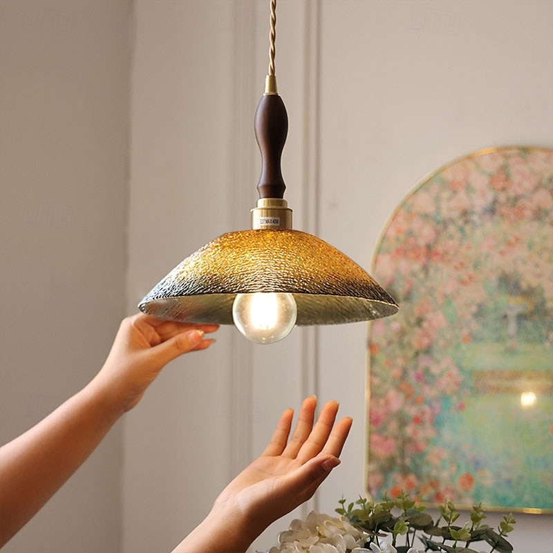 Pendant Light 1-Light Adjustable Ceiling Balcony Chandelier Hanging Lamp Glass Ceiling Light with Glass Shade3