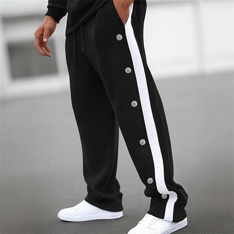 Men's Sweatpants Wide Leg Sweatpants Athletic Pants Corduroy Pants Trousers Drawstring Elastic Waist Plain Moisture Wicking Breathable Full Length Sports Outdoor Casual Daily Vacation Fashion Black4