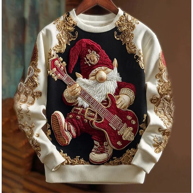 Women's Pullover Sweatshirt Graphic Santa Claus Casual Long Sleeve Crew Neck Regular Tops Home Work Street Black White Red Spring Fall Winter3