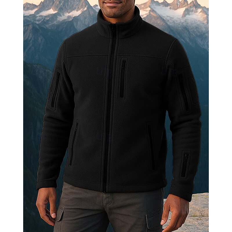 Men's Fleece Jacket Outdoor Thermal Warm Hiking Outfits Hiking Clothes Winter Autumn / Fall Top Camping / Hiking / Caving Running Black Army Green Grey4