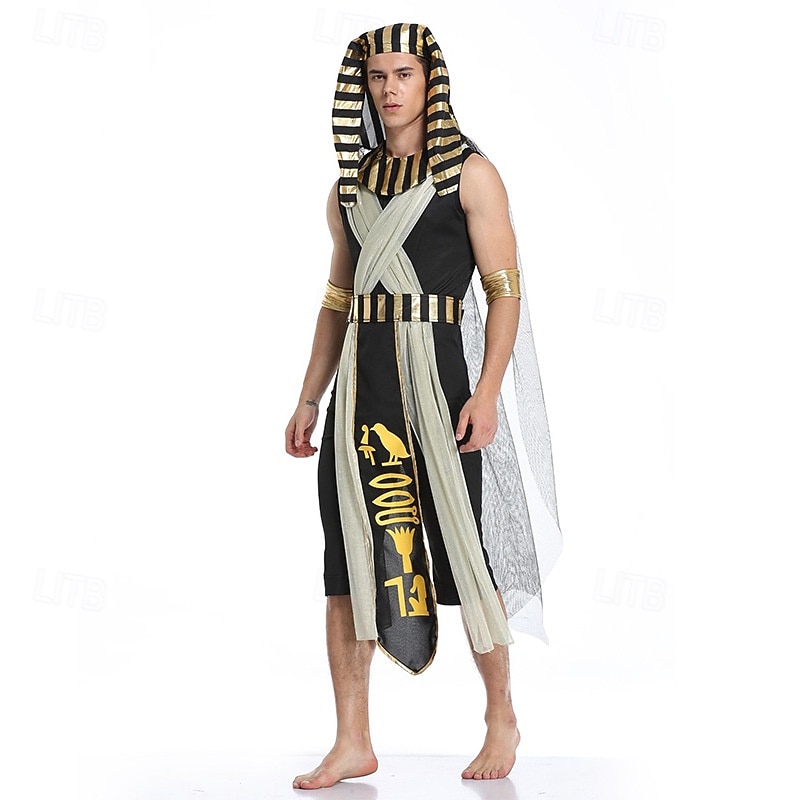 Pharaoh God Halloween Outfits Fancy Costume Ancient Egypt egyptian Adults' Men's Halloween Carnival Performance Party Easy Halloween Costumes Dress Up3