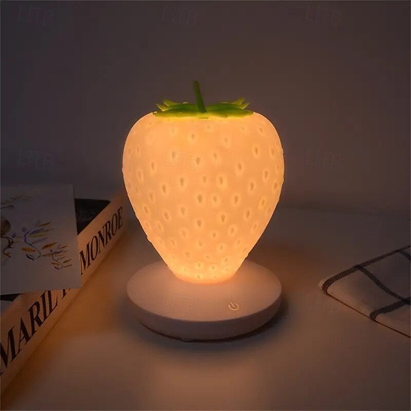Strawberry Night Light Bedside USB Charging Decorative Silicone Lamp Children's Eye-Protecting Ambient Light Gift4