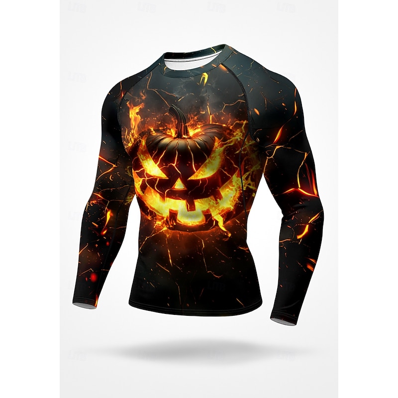 Halloween Men's Unisex Running T-Shirt Athletic Shirt Gym Shirt Fitness Shirt Workout Shirt Long Sleeve Tee Tshirt Halloween UPF 50 UV Resistant Soft Sweat wicking Mountain Bike / MTB Gym Workout3