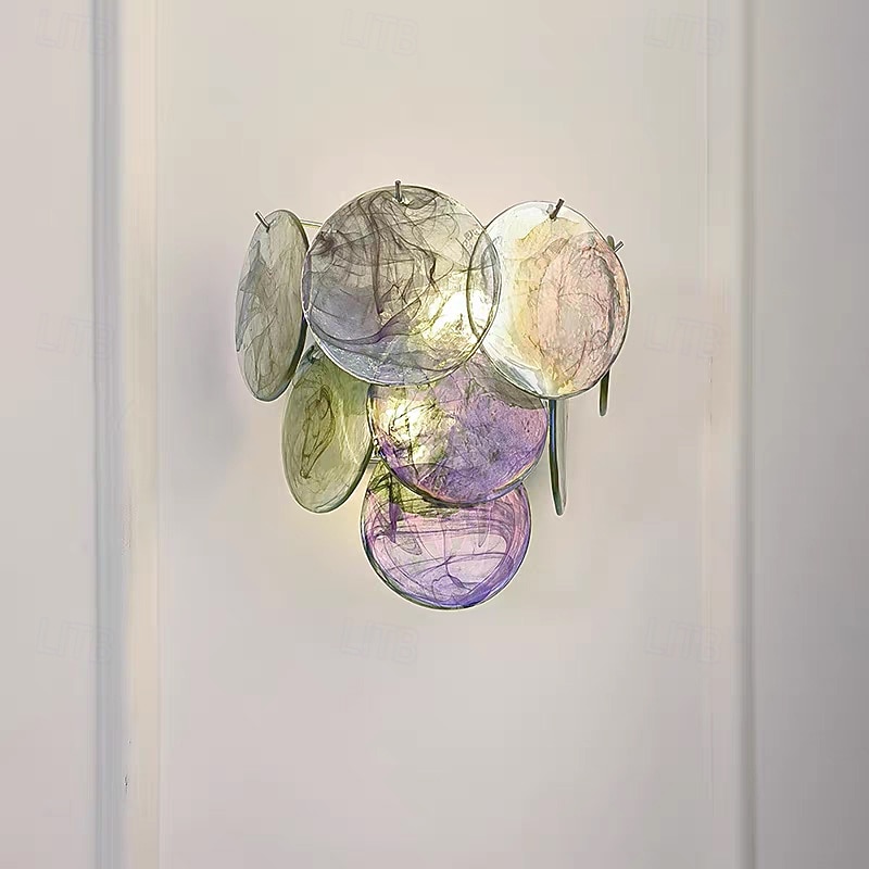 Pink Murano Glass Discs Wall Lamp3