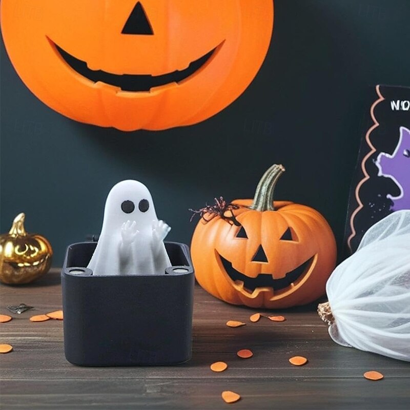 Cute Halloween Middle Finger Cute Ghost Decoration in a Box Funny Gag Gift & Fidget Toy Quirky Halloween Office Prank Cute Ghost Decoration Gift Box4