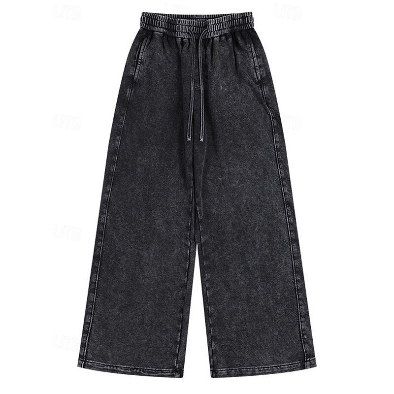 Men's Sweatpants Wide Leg Sweatpants Trousers Drawstring Pocket Elastic Waist Plain Comfort Sports Outdoor Daily Fashion Casual Black Rose Red Micro-elastic2