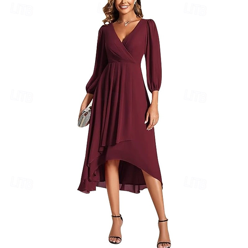 Women's Long Dress Maxi Dress Party Dress Chiffon Chiffon Dress Elegant Fashion Modern Outdoor Party Evening Party Regular Fit Plain Short Sleeve V Neck Red Blue Green Spring Fall Autumn4