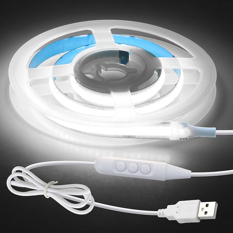 5V USB COB LED Light 1Meter 320led 60-second Timed Turn-off 6-level Dimming with 1.5-meter USB Cable Suitable for Kitchen Bedroom Display Party Home DIY Lighting3