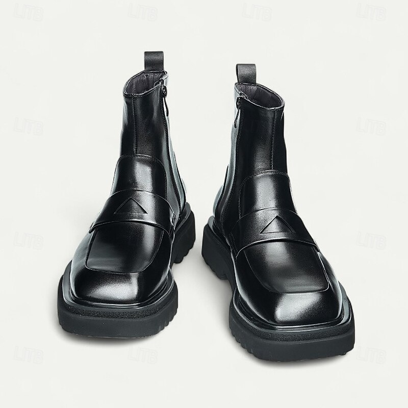 Men's Brown Strap Ankle Boots Stylish Zip-Up Casual Boots with Double Strap Design for Business Wear, Travel and Everyday Comfort4