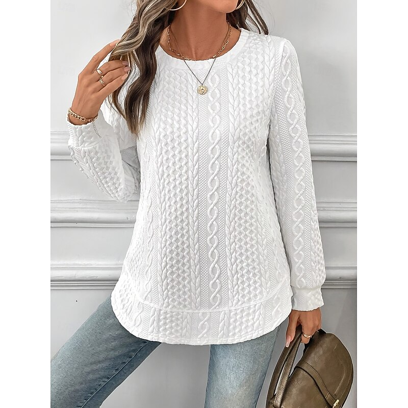 Women's Pullover Sweatshirt Casual Long Sleeve Crew Neck Regular Tops White Summer Fall Winter4