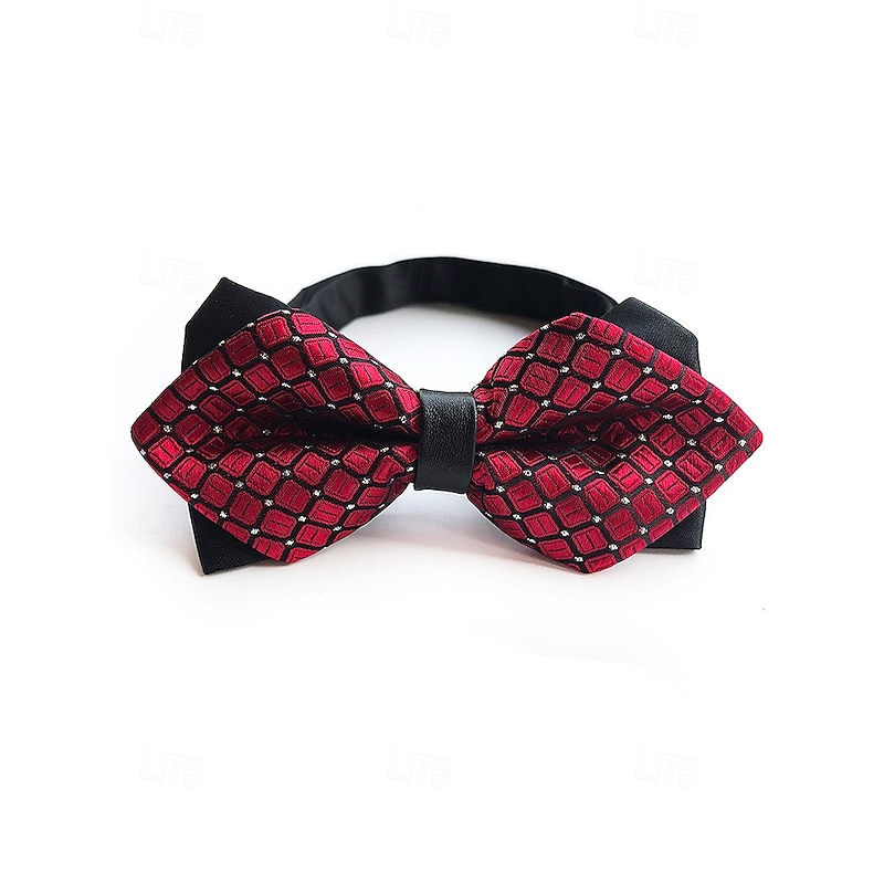 Men's Christmas Bow Tie with Geometric Pattern, Adjustable Pre-Tied Formal Tuxedo Accessory, Multiple Color Options for Holiday Parties and Gifts