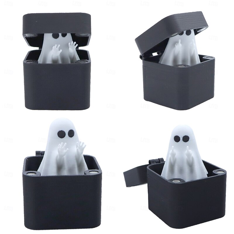 Cute Halloween Middle Finger Cute Ghost Decoration in a Box Funny Gag Gift & Fidget Toy Quirky Halloween Office Prank Cute Ghost Decoration Gift Box2