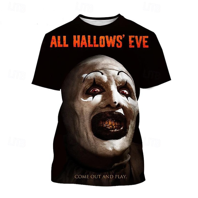 Halloween Terrifier Art the Clown T-shirt Print Graphic For Couple's Men's Women's Adults' Halloween Carnival Masquerade 3D Print Casual Daily