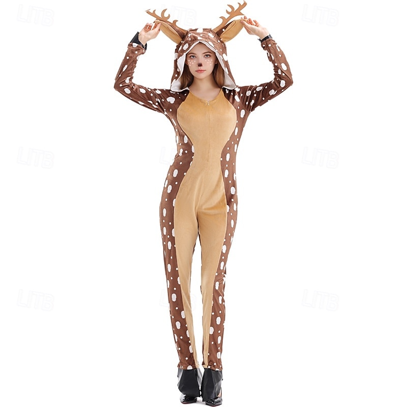 Animal Deer Halloween Fancy Costume Onesies Sexy Funny Costume Adults' Women's Halloween Carnival Performance Party Easy Halloween Costumes Dress Up