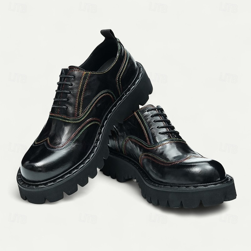 Men's Burgundy Brogue Oxford Shoes Classic Lace-Up Business Formal Footwear for Office, Banquets and Special Occasions4