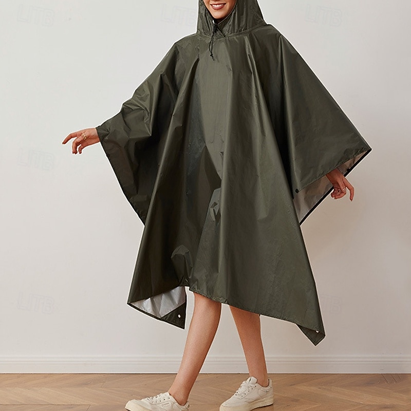 Women's Cloak / Capes Waterproof Windproof Irregular Hem Casual Plain Outdoor Vacation Street Daily Wear Long Hooded Regular Fit Long Sleeve Outerwear Black Blue Army Green Fall Winter