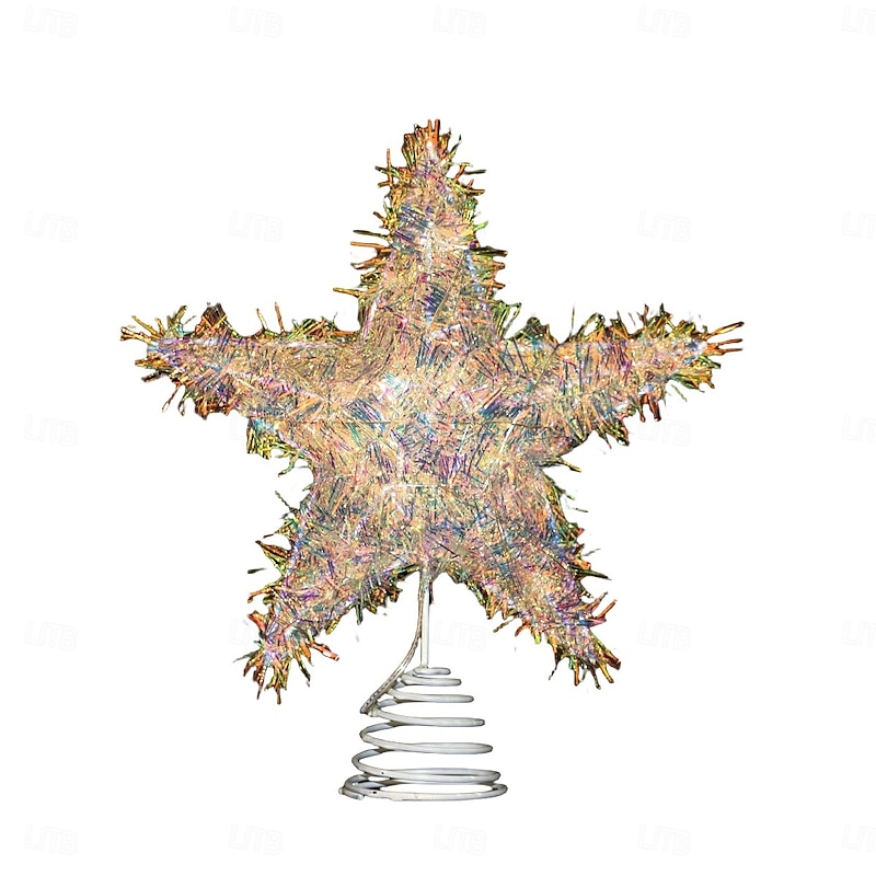 Christmas Tree Top Star, LED Iron Five-Pointed Star Light, Hanging Ornament Decoration, Holiday Tree Topper, Festive Xmas Party Home Decor Gift3