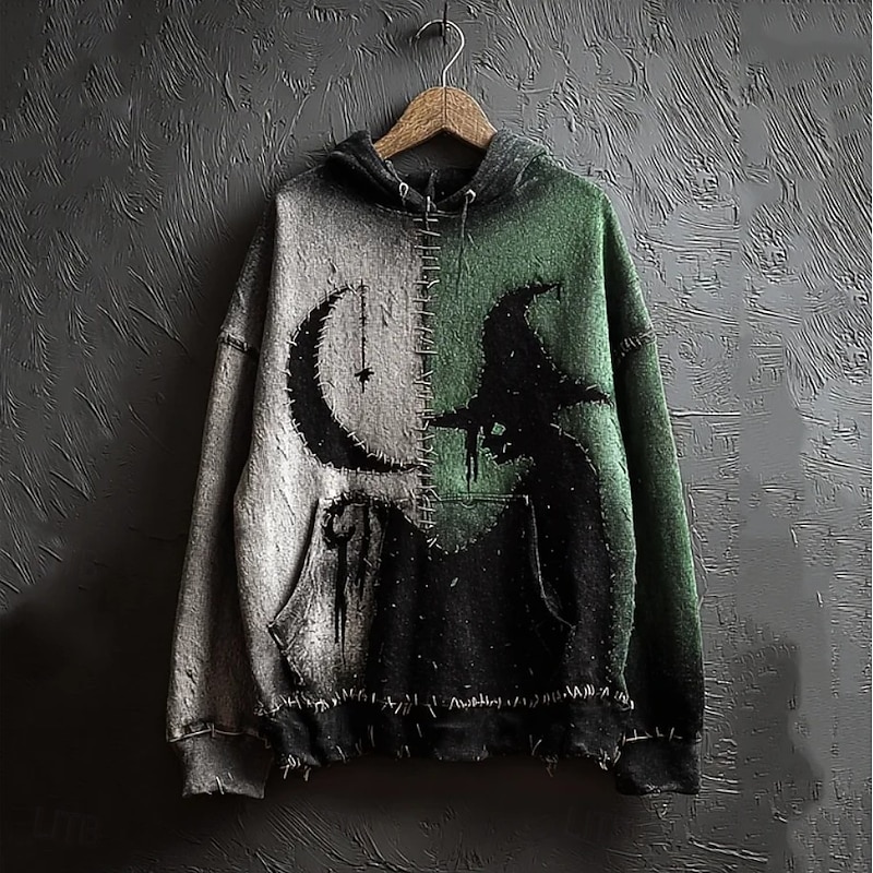 Halloween Women's Pullover Hoodie Sweatshirt Witch Graphic Casual Long Sleeve Hooded Regular Tops Party Evening Wear Street Dailywear Black Dark Green Purple Orange Green Spring Fall Winter