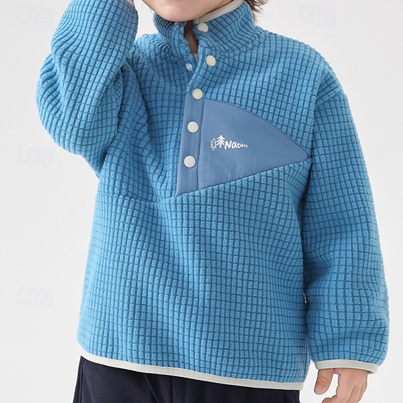 Kids Boys' Fleece Jacket Outdoor Jacket Outerwear Solid Color Long Sleeve Zipper Pocket Comfort Waterproof Windproof Coat Outdoor Fashion Daily River Blue Green Spring Fall 4 years+