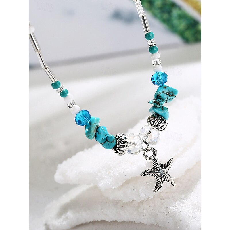 Women's Bohemian Beaded Anklet with Starfish Pendant, Adjustable Beach Foot Jewelry for Summer, Vacation and Parties4