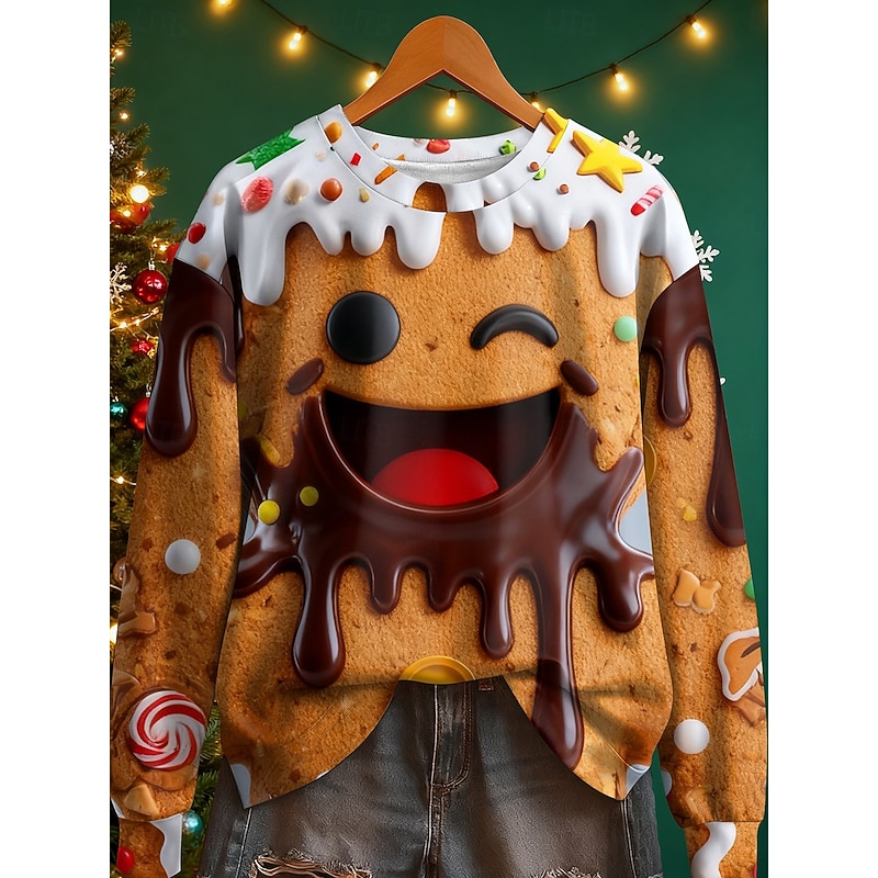 Christmas Regular Tops Home Street Dailywear Print White Yellow Pink Brown Fall Winter