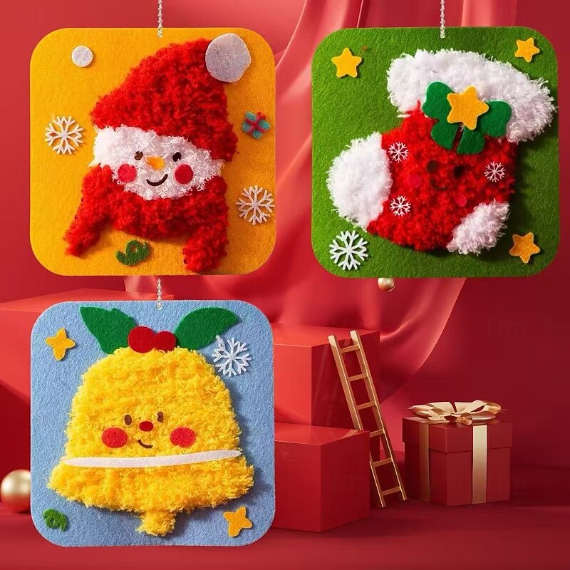 DIY Christmas Embroidery Kit Sewing Kit for Kids Cute Animal Sewing Projects Easy Crafts with English Instructions, Perfect for Beginners4