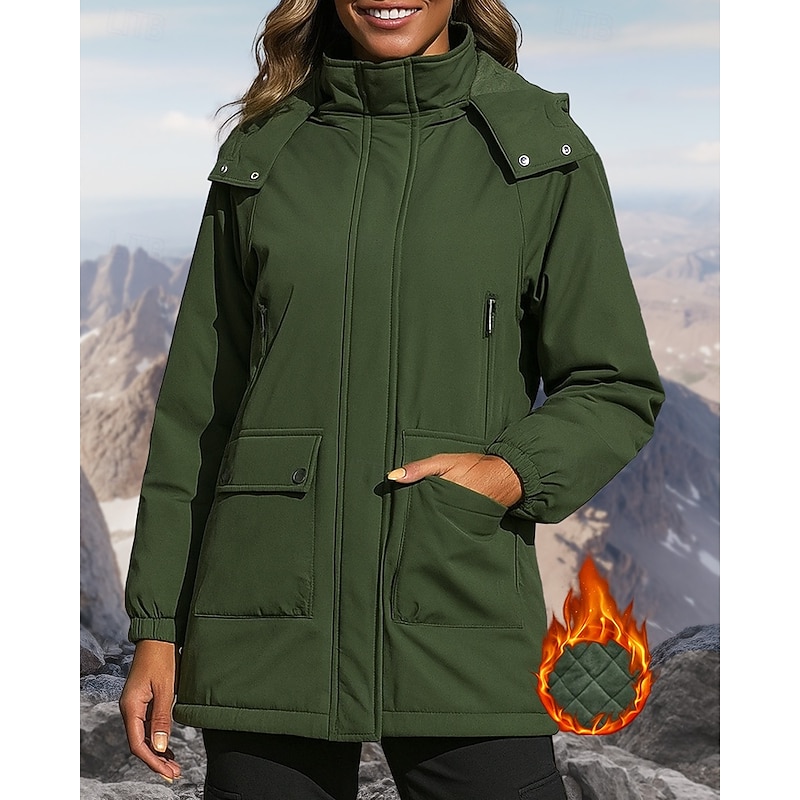 Women's Hoodie Jacket Windbreaker Hiking Jacket Puffer Jacket Winter Outdoor Thermal Waterproof Windproof Winter Jacket Hunting Climbing Camping / Hiking / Caving Pink Army Green Blue Purple Khaki
