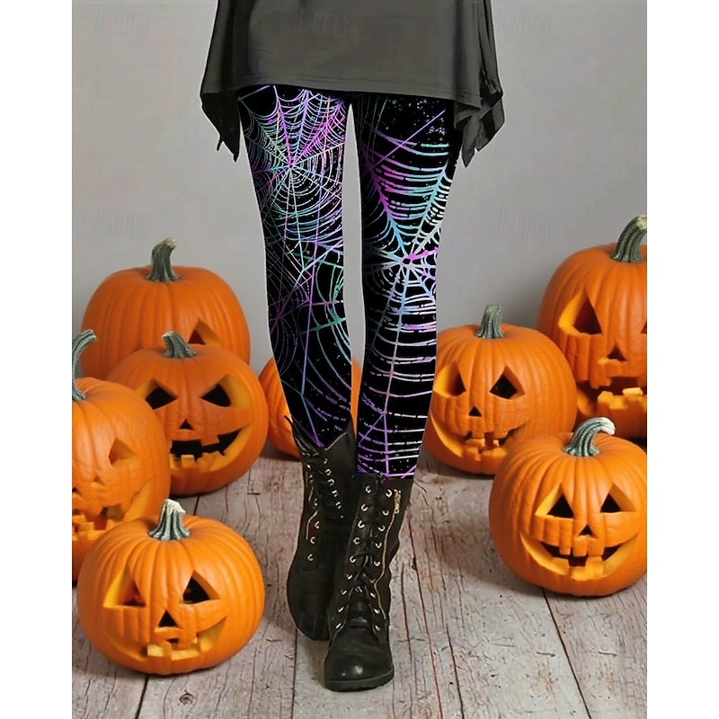 Women's Leggings Cozy Leggings Vacation Basic Casual Full Length High WaistPantsHalloween Graphic Printing Thermal Warm Comfortable Stretchy Vacation Casual Daily Violet Fall Winter Slim Fit