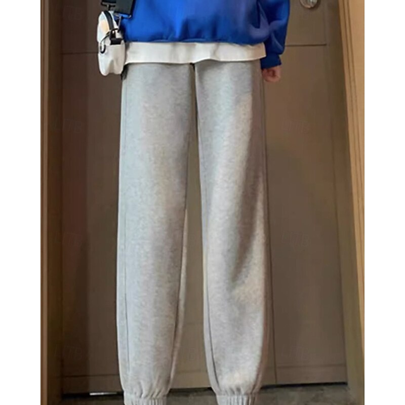 Women's Joggers Chinos Vacation Vintage Streetwear Full Length Medium Waist Plain Drawstring Pocket Soft Stretchy Outdoor Vacation Daily Light Gray Dark-Gray Black Summer Spring Fall Winter Regular3